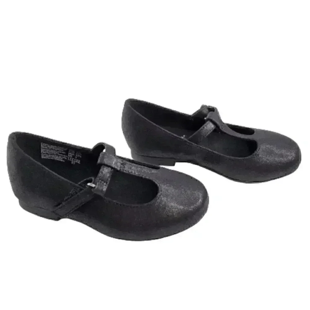 Zoe and Zac Girls' Toddler Smooth Black T-Strap
